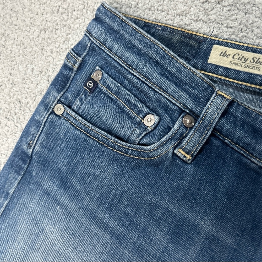 AG Adriano Goldschmied The City Short Rolled Hem Dark Blue Denim Shorts - Picture 7 of 12